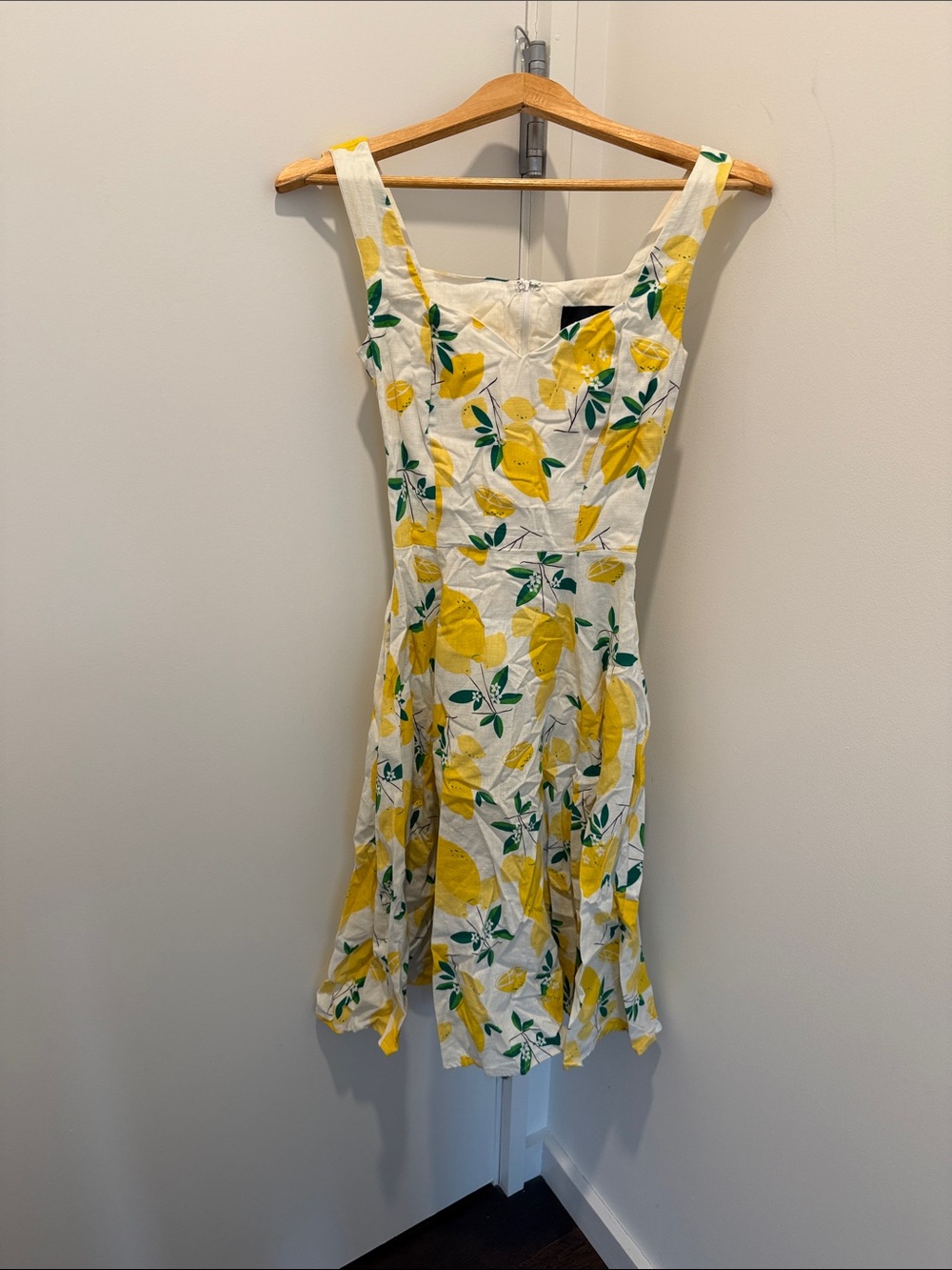 ModCloth White Lemon-Print Midi Picnic Summer Dress